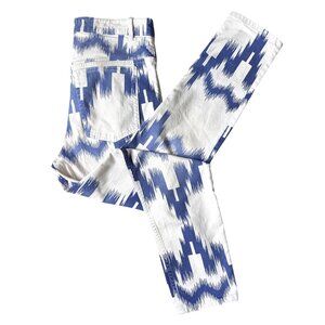 Isabel Marant Étoile Jeans Denim Lanea Trousers Pants Ikat Size 36 / 4 White Blu